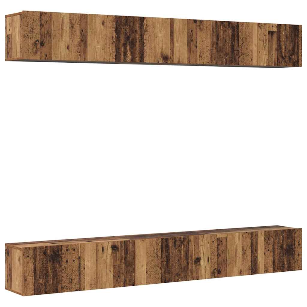 TV Cabinet Set Wall-mounted 6 pcs Old Wood Engineered Wood