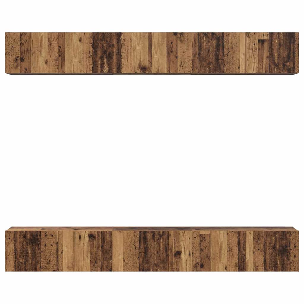 TV Cabinet Set Wall-mounted 6 pcs Old Wood Engineered Wood