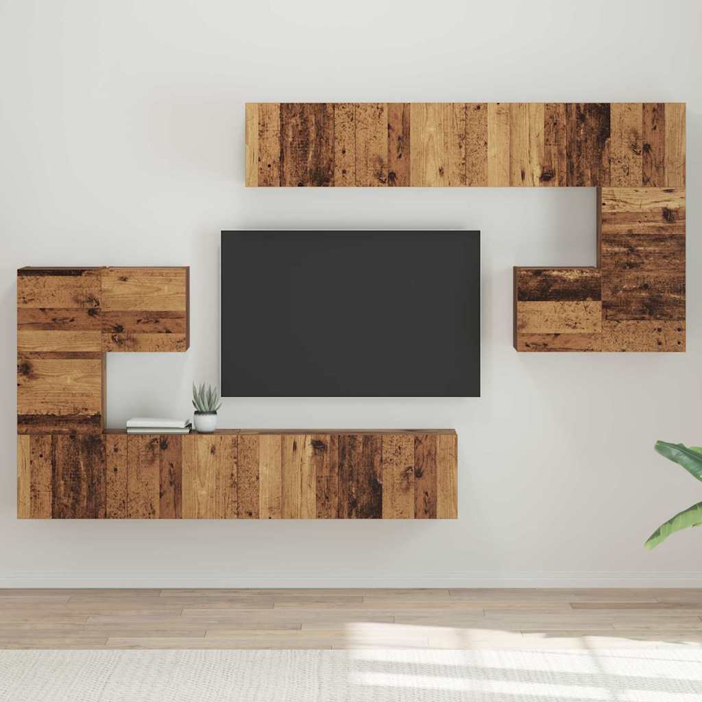 TV Units Wall-mounted 4 pcs Old Wood Engineered wood
