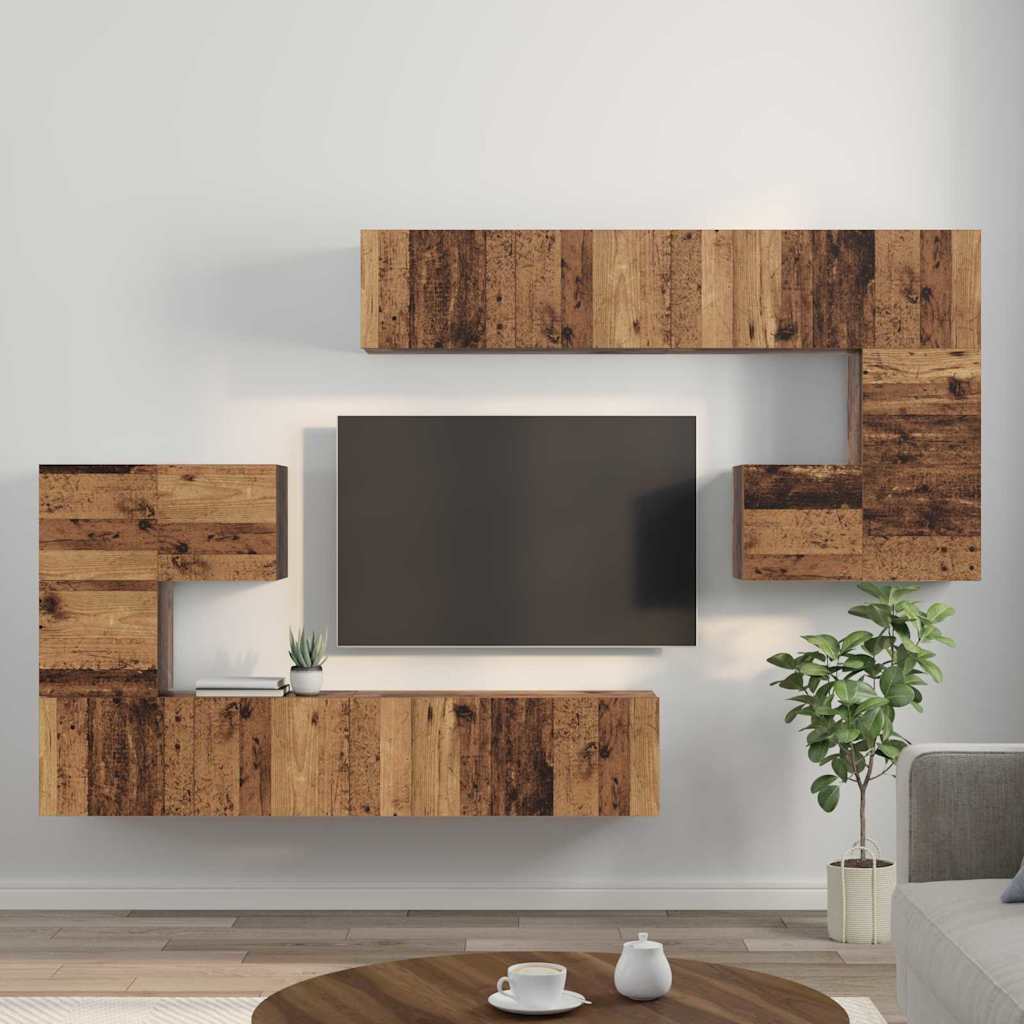 TV Units Wall-mounted 4 pcs Old Wood Engineered wood