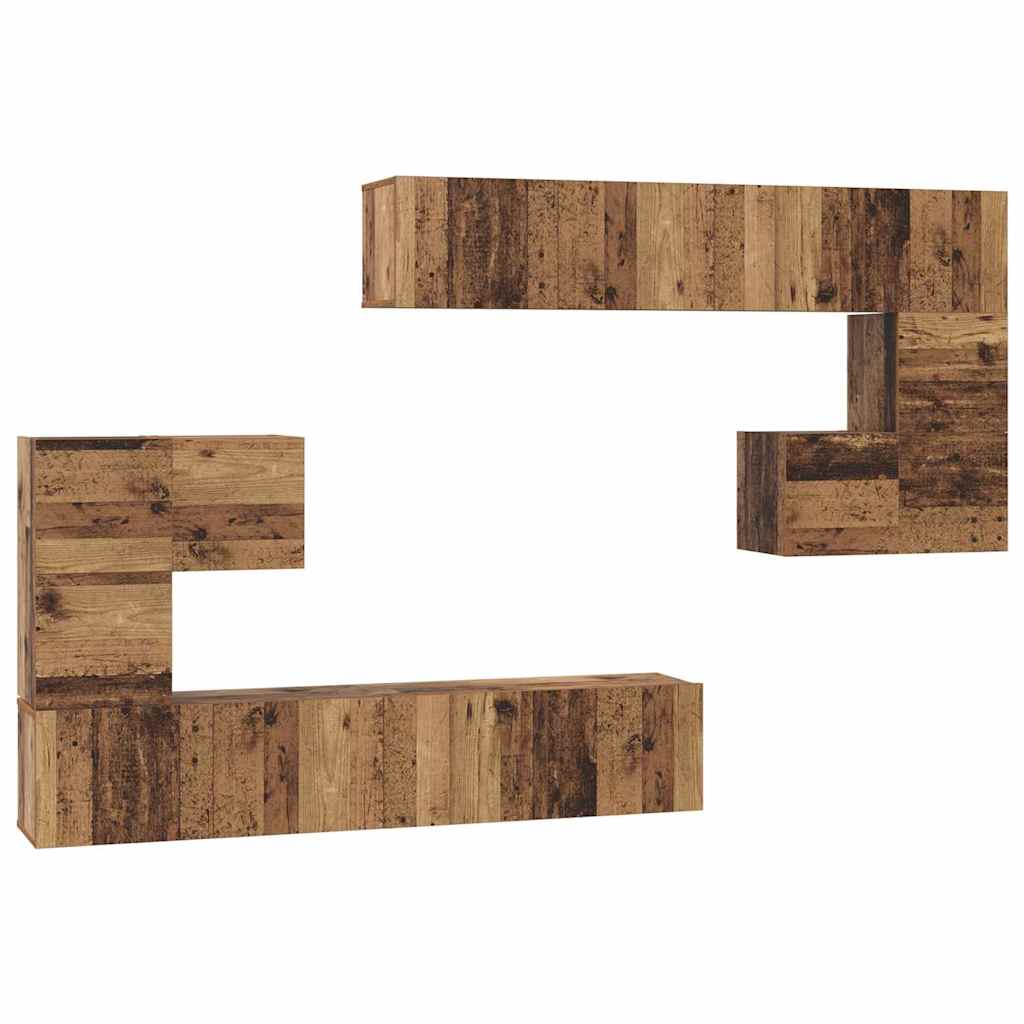 TV Units Wall-mounted 4 pcs Old Wood Engineered wood