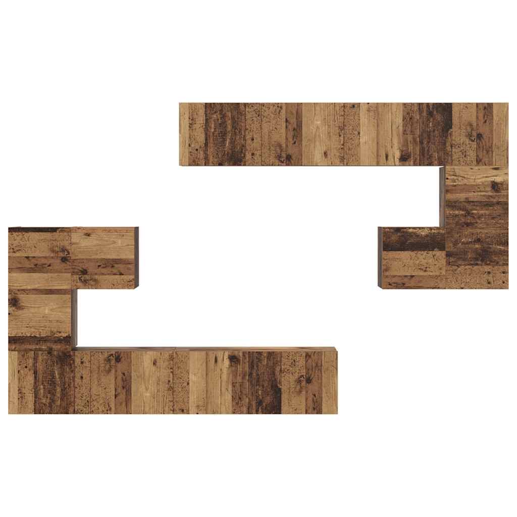 TV Units Wall-mounted 4 pcs Old Wood Engineered wood
