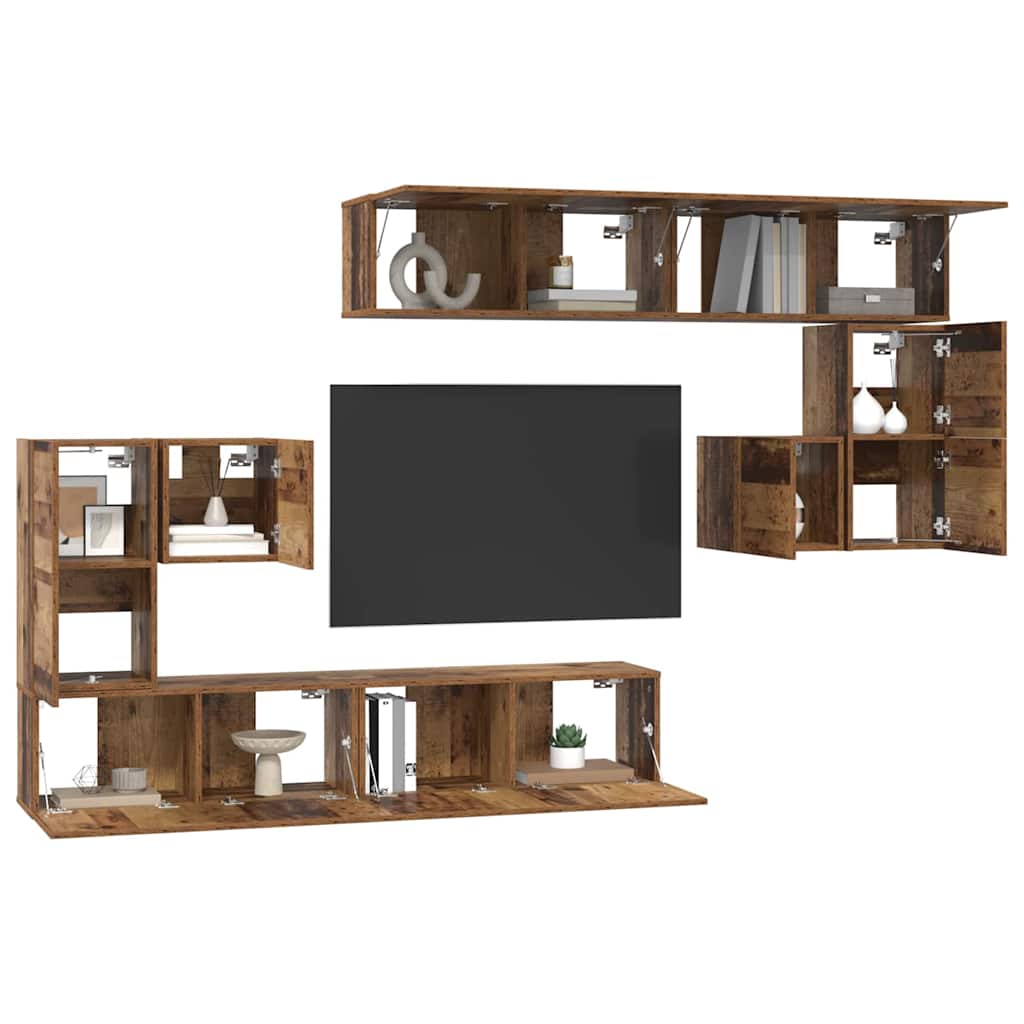 TV Units Wall-mounted 4 pcs Old Wood Engineered wood