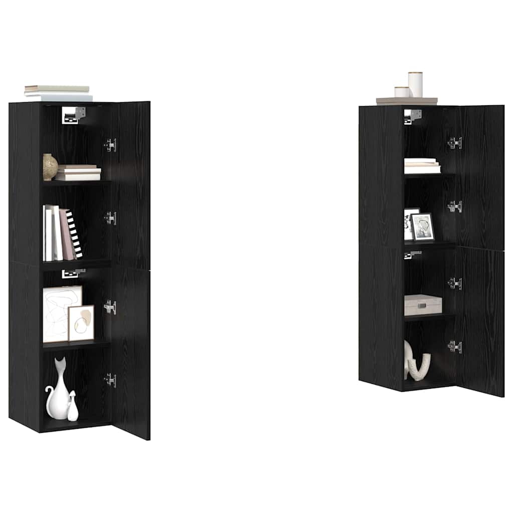TV Cabinet Set 4 pcs Black Oak Engineered Wood