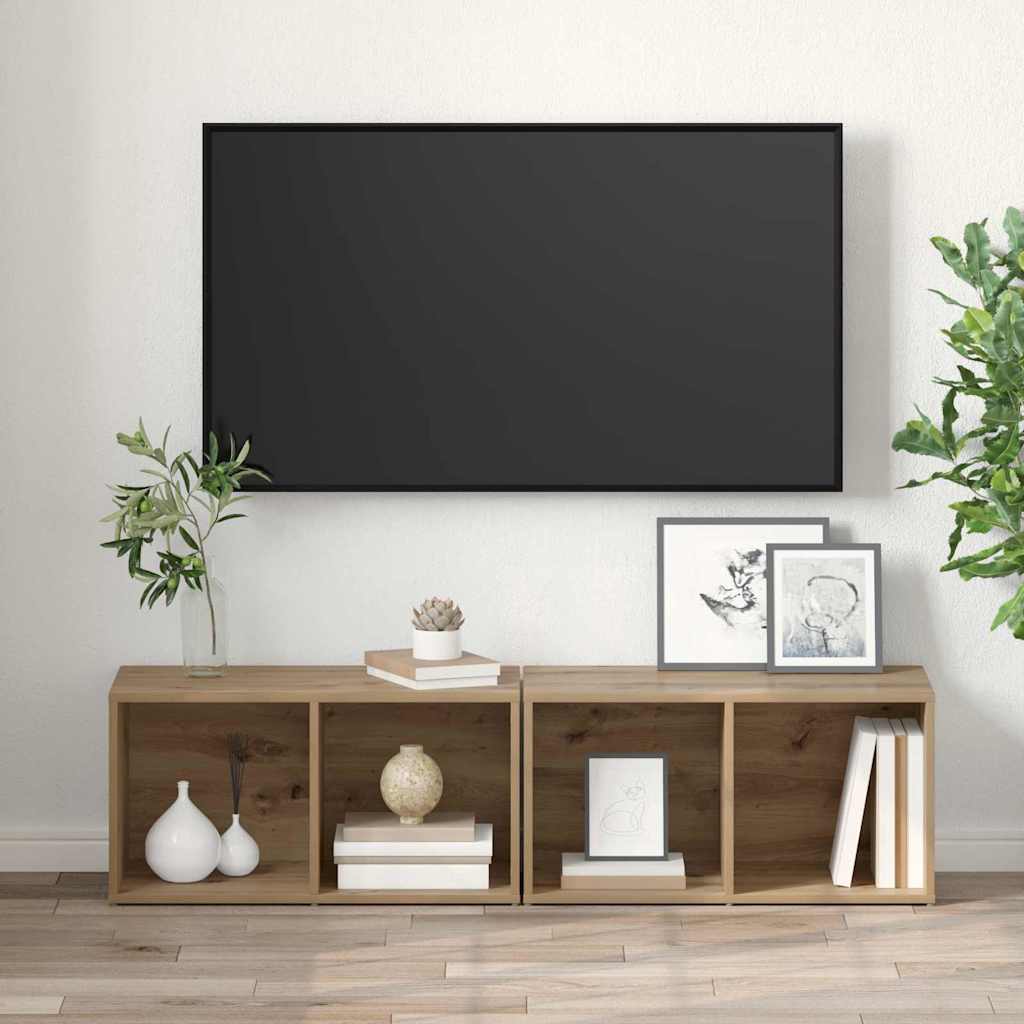 TV Cabinet Set 2 pcs Artisan Oak Engineered Wood