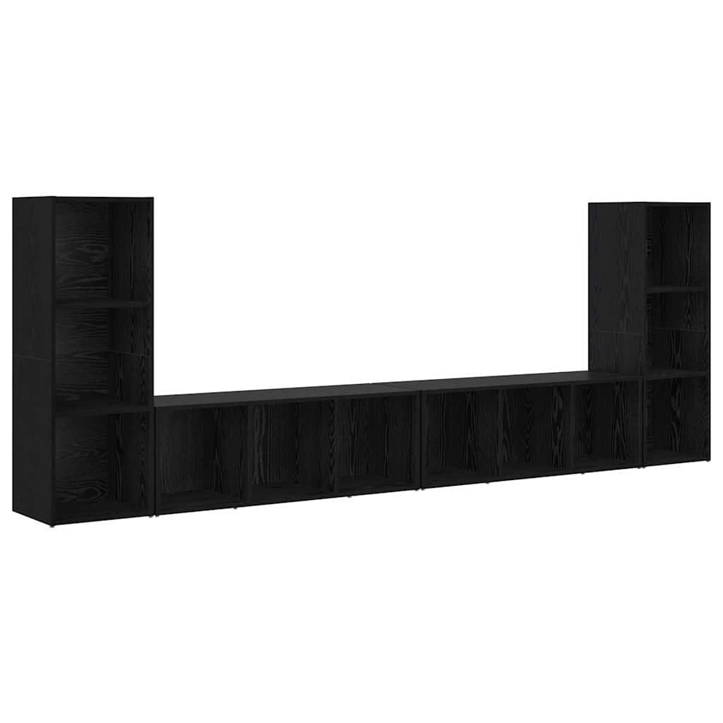 TV Cabinet Set 4 pcs Black Oak 37 x 35 x 107 cm Engineered Wood