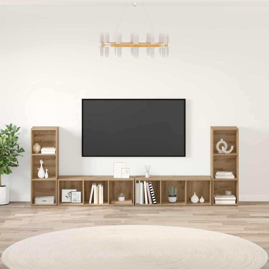 TV Cabinet Set Wall-mounted 4 pcs Artisan Oak 37 x 35 x 107 cm