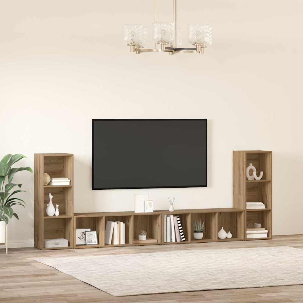 TV Cabinet Set Wall-mounted 4 pcs Artisan Oak 37 x 35 x 107 cm