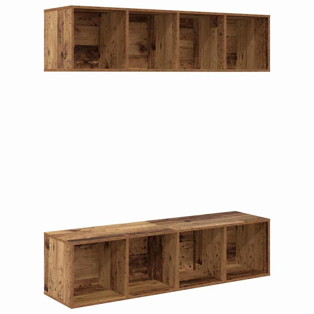 TV Cabinet Set Wall-mounted 2 pcs Old Wood 37 x 37 x 142.5 cm