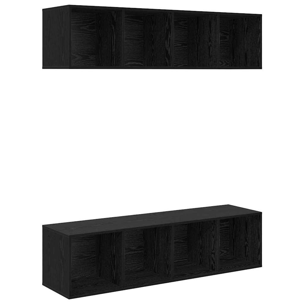 TV Cabinet Set 2 pcs Black Oak Engineered Wood