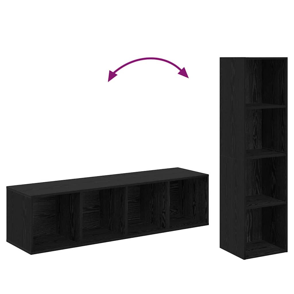 TV Cabinet Set 2 pcs Black Oak Engineered Wood