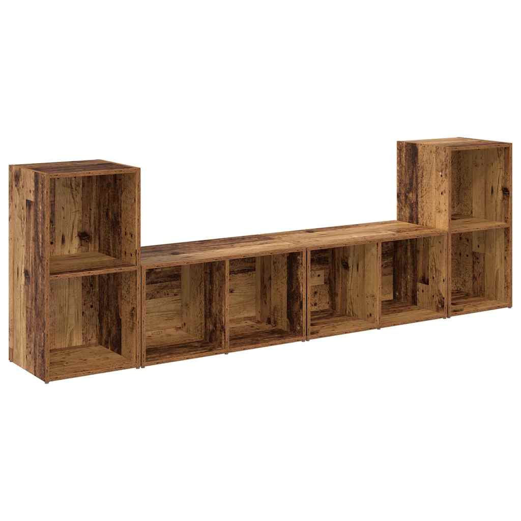 TV Cabinet Set 4 pcs Old Wood 37 x 37 x 72 cm Engineered Wood