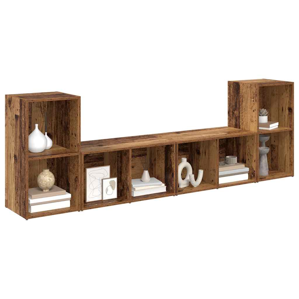 TV Cabinet Set 4 pcs Old Wood 37 x 37 x 72 cm Engineered Wood