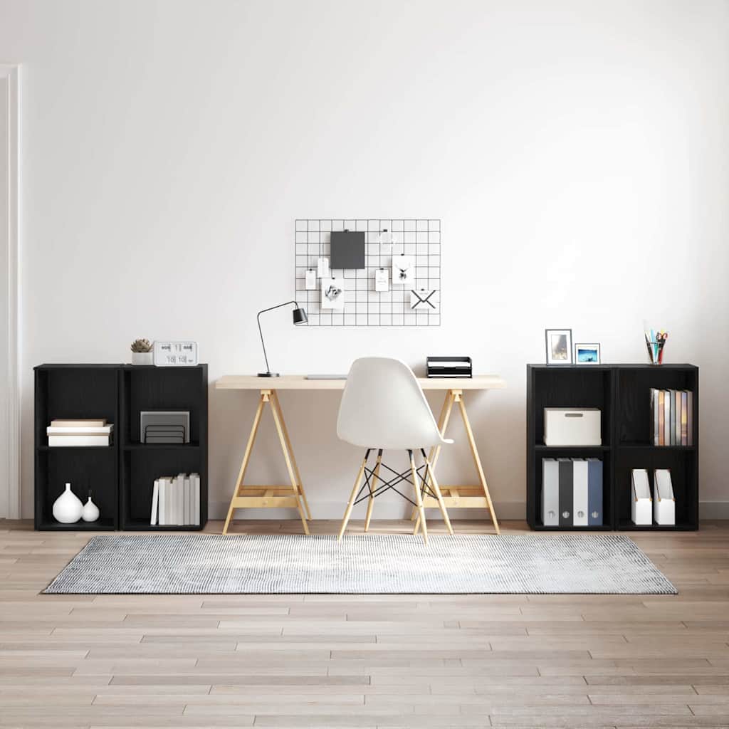 TV Cabinet Set 4 pcs Black Oak Engineered Wood