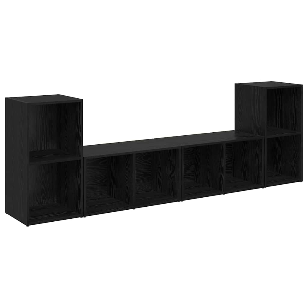 TV Cabinet Set 4 pcs Black Oak Engineered Wood