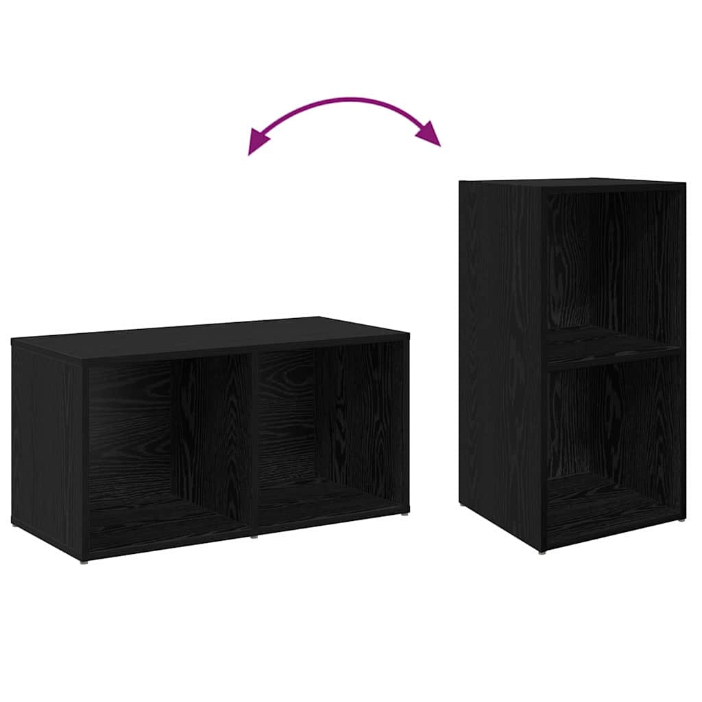TV Cabinet Set 4 pcs Black Oak Engineered Wood