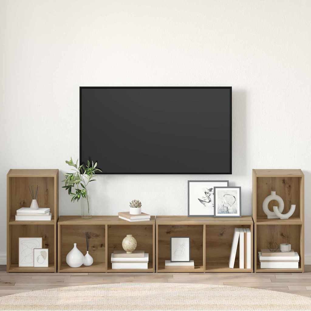 TV Cabinet Set Wall-mounted 4 pcs Artisan Oak 37 x 37 x 72 cm