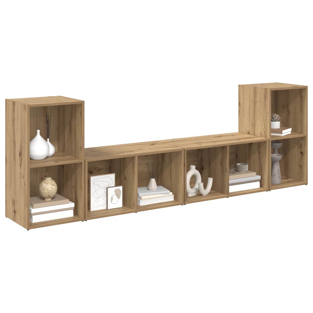 TV Cabinet Set 4 pcs Artisan Oak Engineered Wood