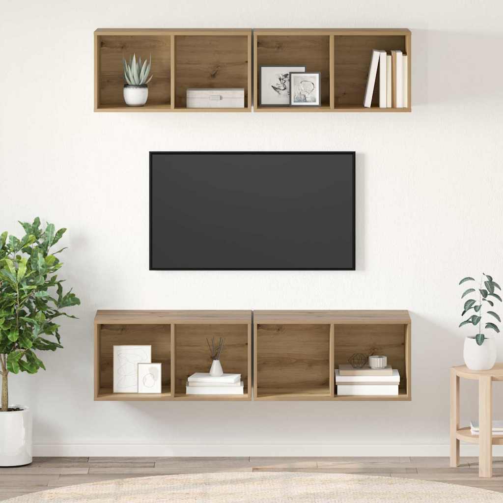 TV Cabinet Set 4 pcs Artisan Oak Engineered Wood
