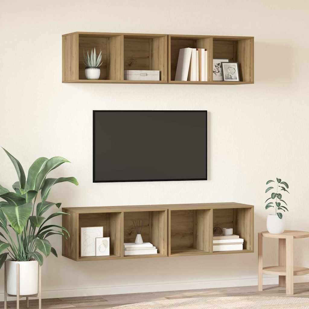 TV Cabinet Set 4 pcs Artisan Oak Engineered Wood