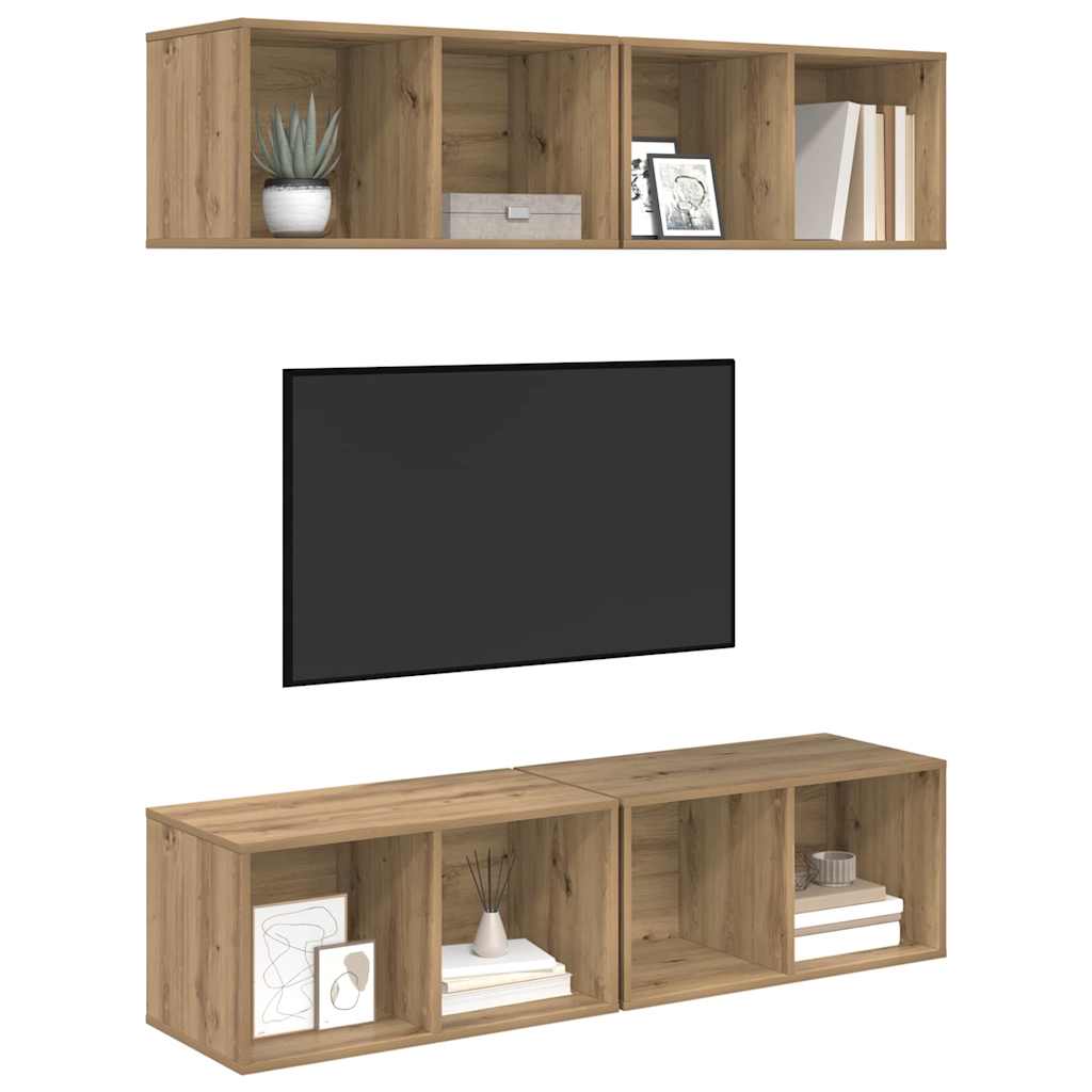 TV Cabinet Set 4 pcs Artisan Oak Engineered Wood