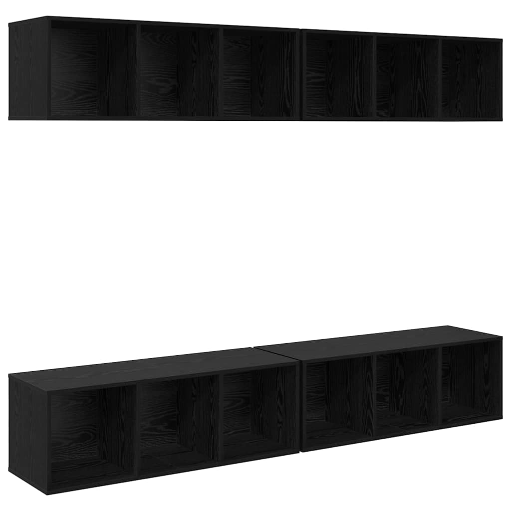 TV Cabinet Set 4 pcs Black Oak 37 x 37 x 107 cm Engineered Wood