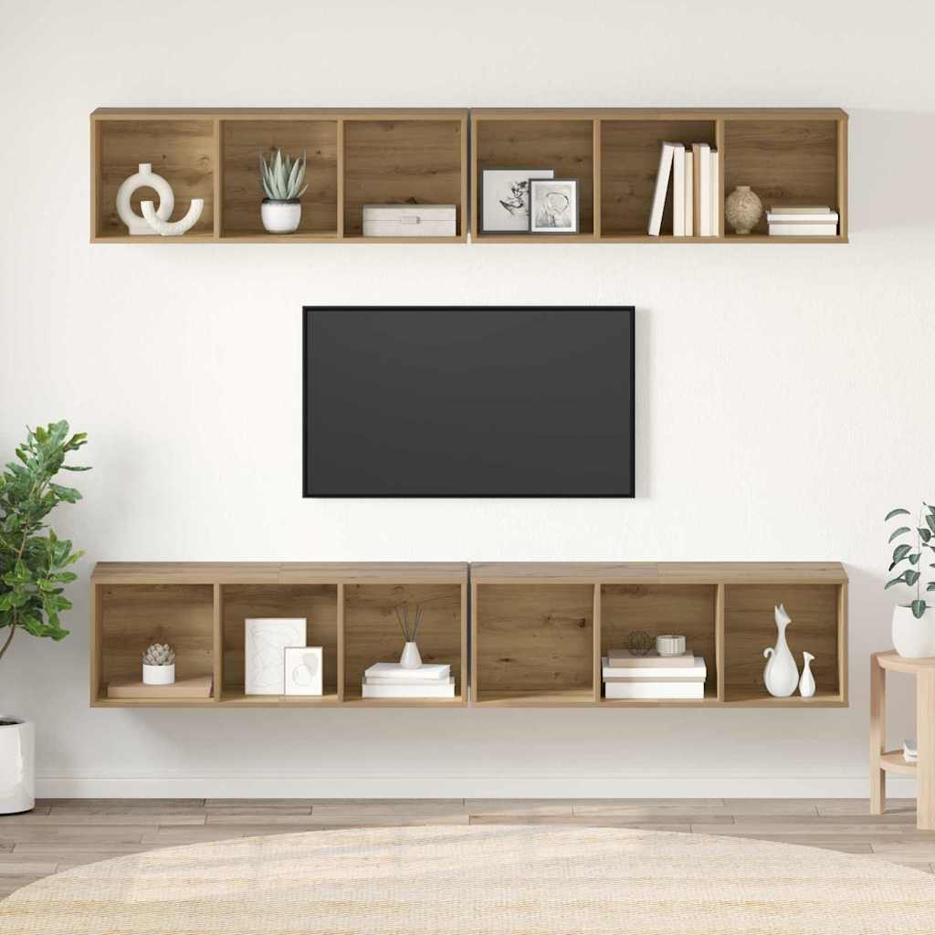 TV Cabinet Set Wall-mounted 4 pcs Artisan Oak 37 x 37 x 107 cm
