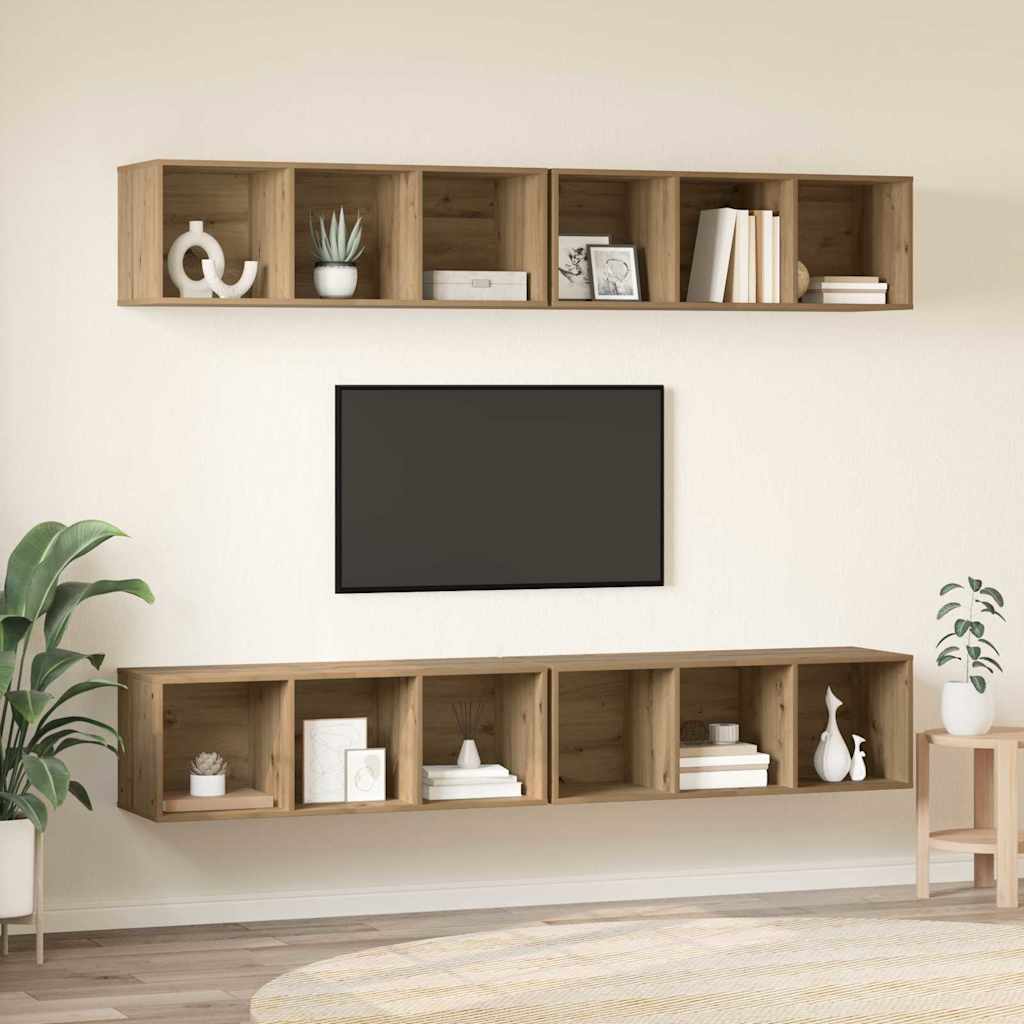 TV Cabinet Set Wall-mounted 4 pcs Artisan Oak 37 x 37 x 107 cm