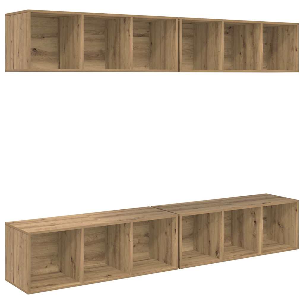 TV Cabinet Set Wall-mounted 4 pcs Artisan Oak 37 x 37 x 107 cm