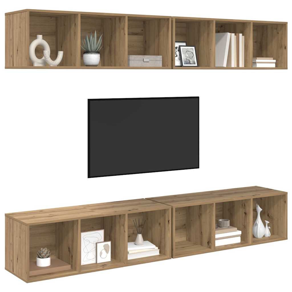 TV Cabinet Set Wall-mounted 4 pcs Artisan Oak 37 x 37 x 107 cm