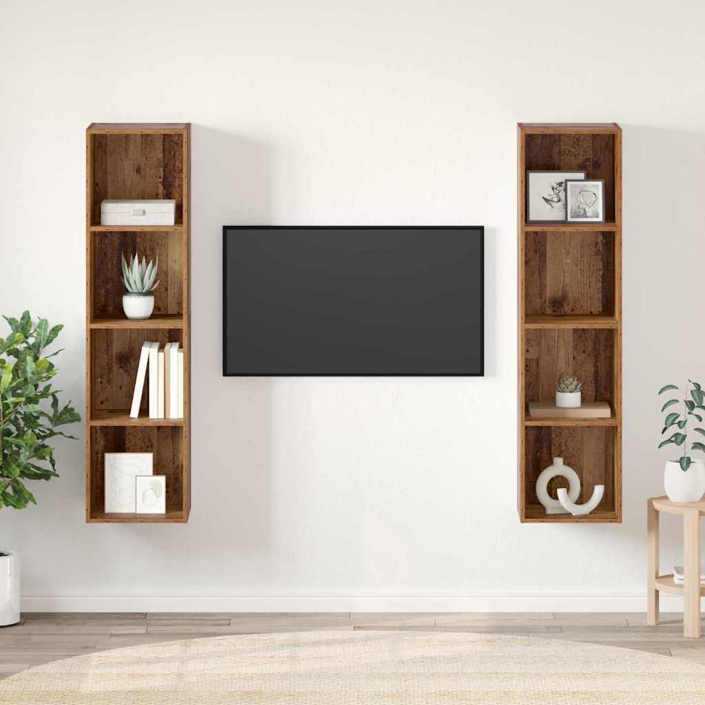 TV Cabinet Set 2 pcs Brown 37 x 37 x 142.5 cm Engineered Wood