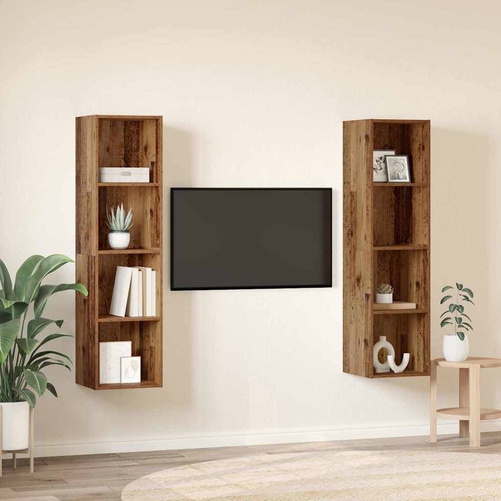 TV Cabinet Set 2 pcs Brown 37 x 37 x 142.5 cm Engineered Wood