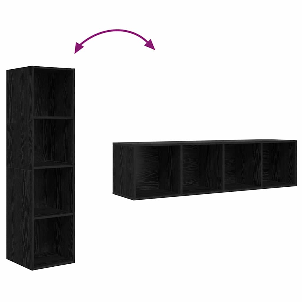 TV Cabinet Set 2 pcs Black Engineered Wood
