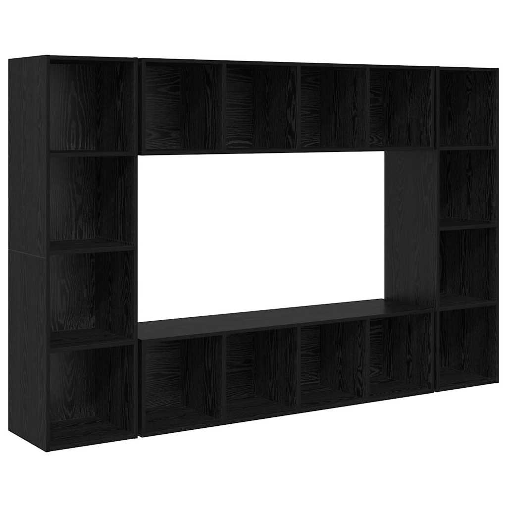 TV Cabinet Set 4 pcs Black Engineered Wood