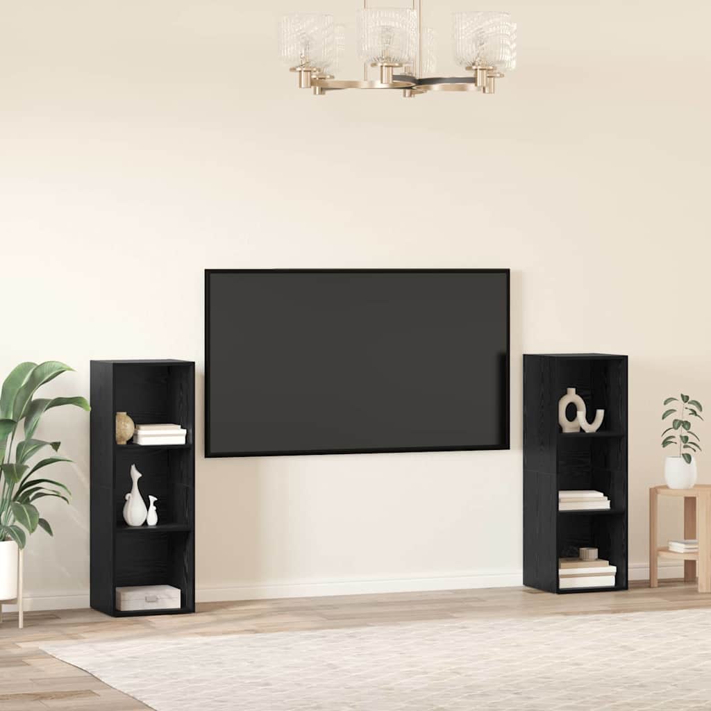 TV Cabinet Set 2 pcs Black Oak Engineered Wood