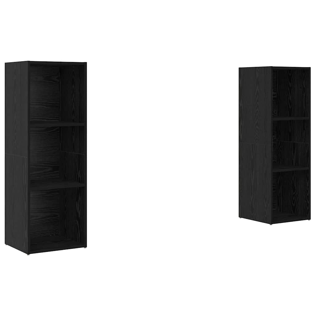 TV Cabinet Set 2 pcs Black Oak Engineered Wood
