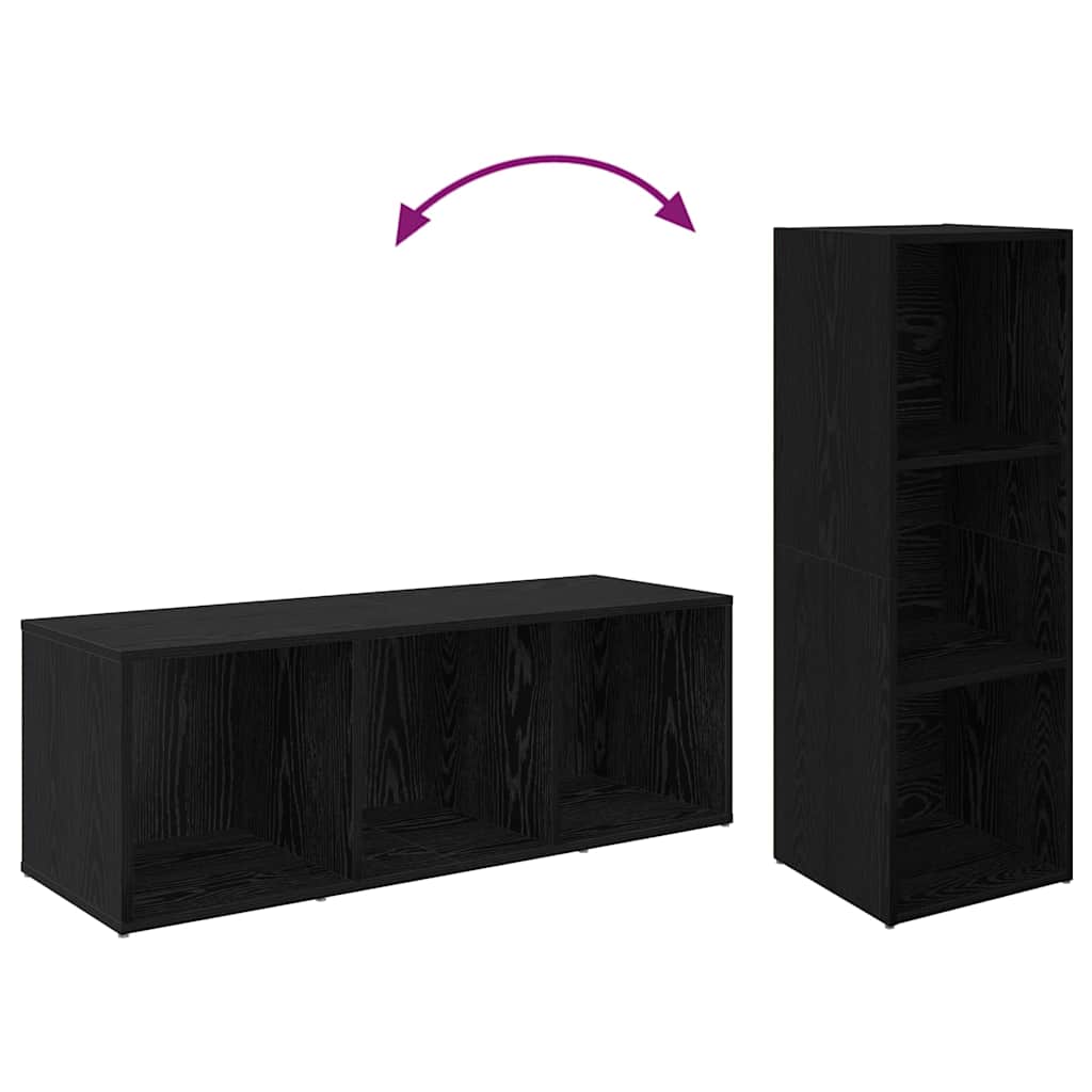 TV Cabinet Set 2 pcs Black Oak Engineered Wood