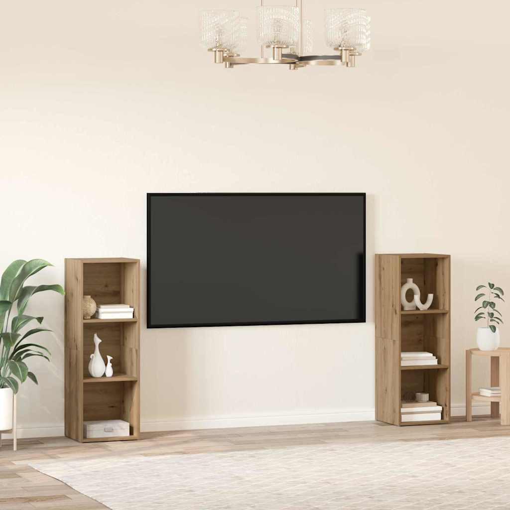 TV Cabinet Set Wall-mounted 2 pcs Artisan Oak 107 x 35 x 37 cm