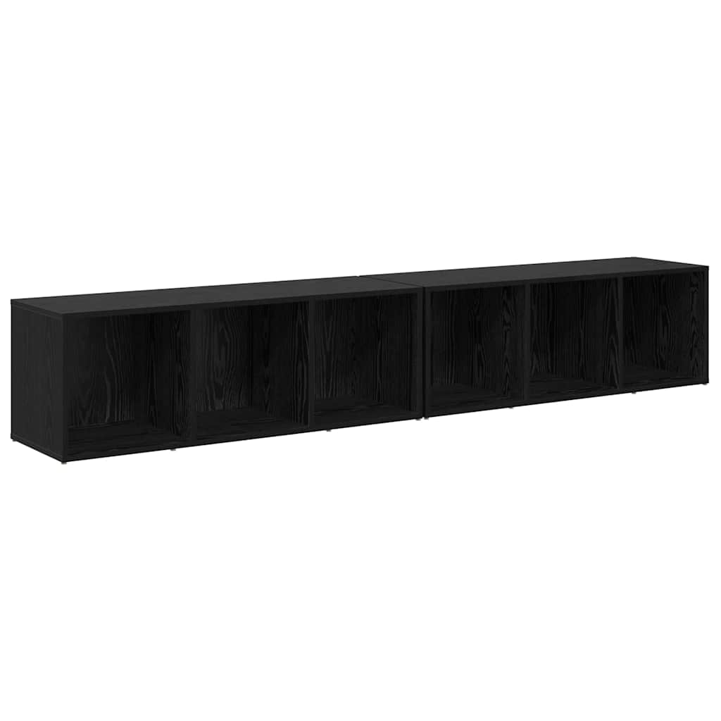 TV Cabinet Set 2 pcs Black Oak 37 x 35 x 107cm Engineered Wood