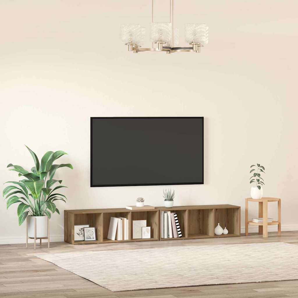 TV Cabinet Set 2 pcs Artisan Oak Engineered Wood
