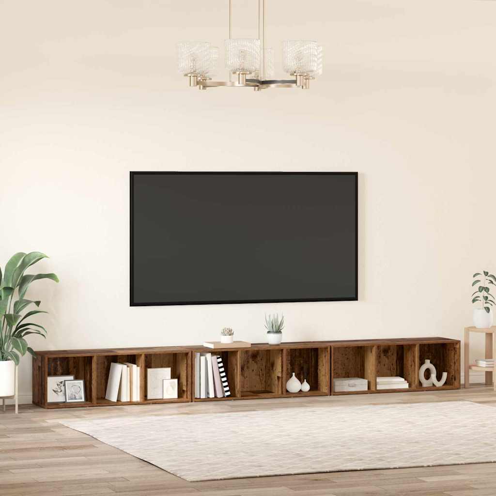TV Cabinet Set 3 pcs Old Wood Engineered Wood
