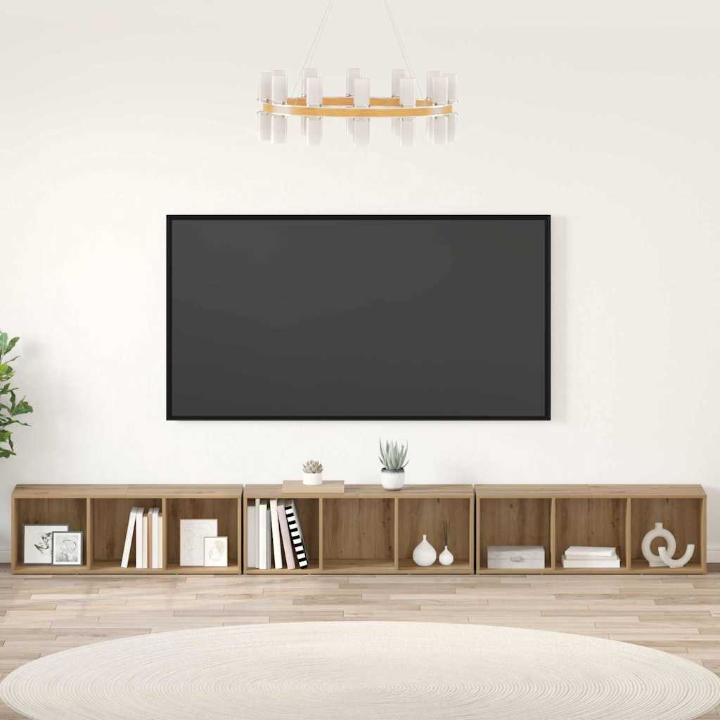 TV Cabinet Set Wall-mounted 3 pcs Artisan Oak 37 x 35 x 107 cm