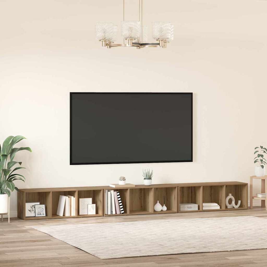 TV Cabinet Set Wall-mounted 3 pcs Artisan Oak 37 x 35 x 107 cm