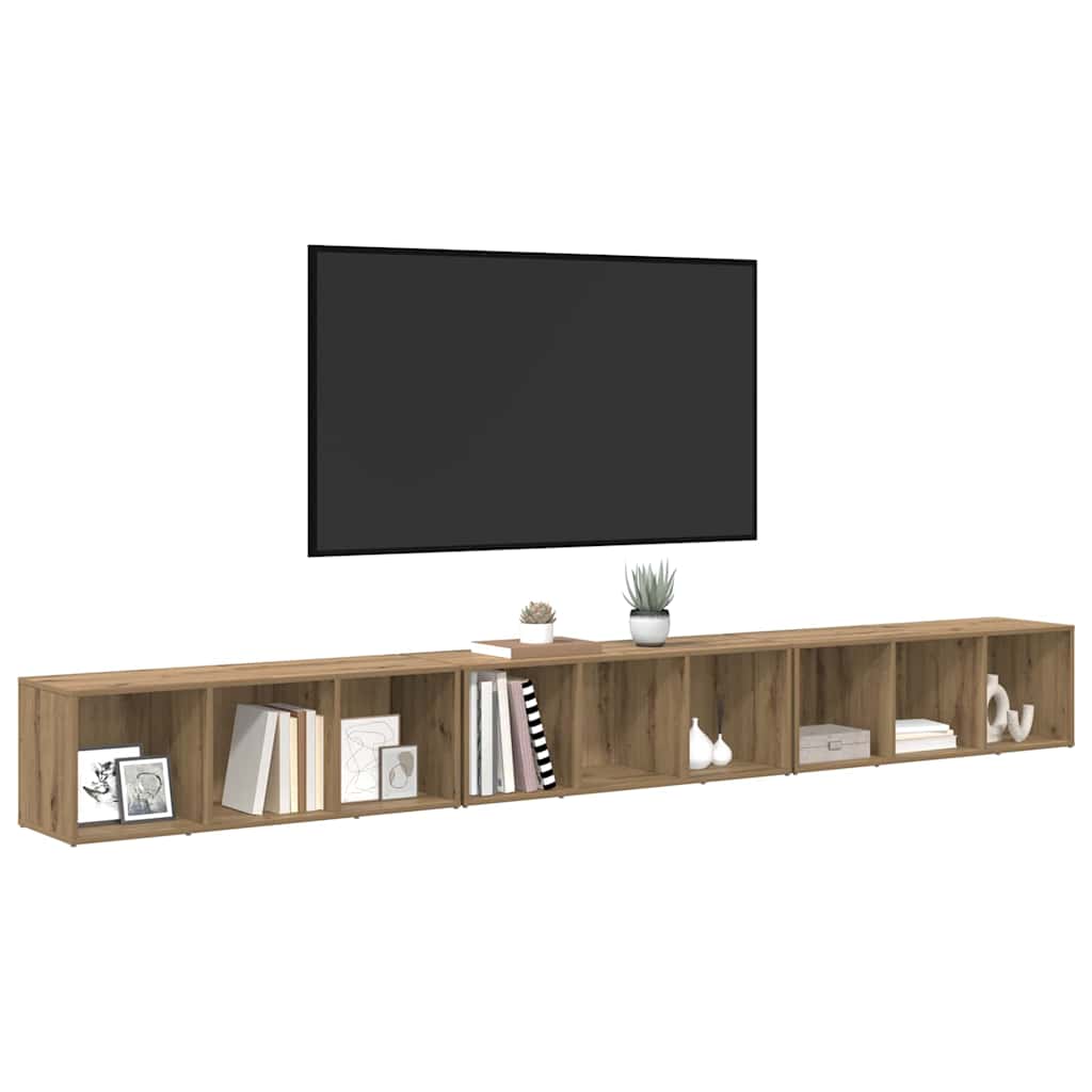 TV Cabinet Set Wall-mounted 3 pcs Artisan Oak 37 x 35 x 107 cm
