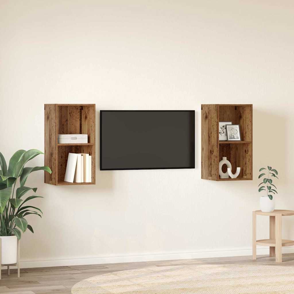 TV Cabinet Set 2 pcs Old Wood 37 x 37 x 72 cm Engineered Wood