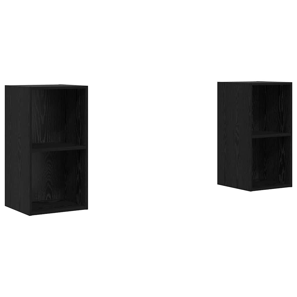 TV Cabinet Set 2 pcs Black Oak Engineered Wood