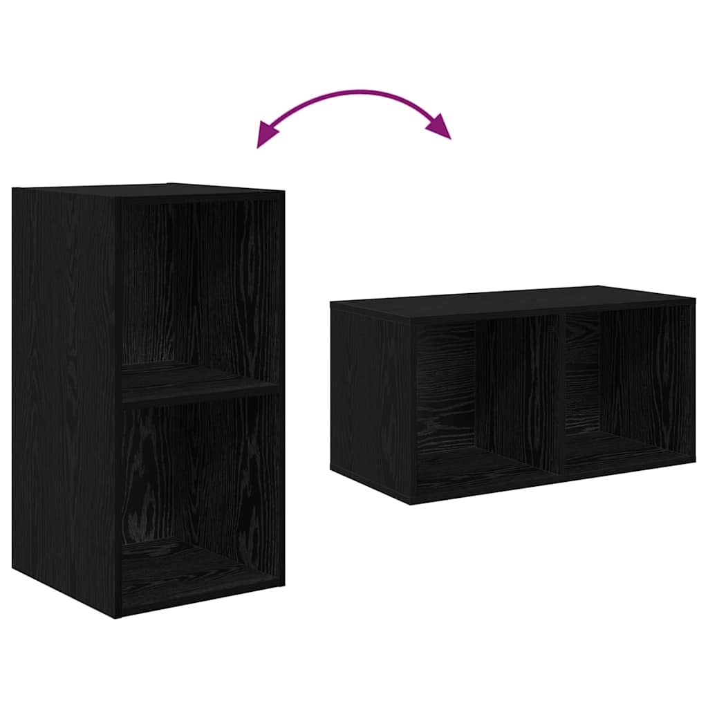 TV Cabinet Set 2 pcs Black Oak Engineered Wood