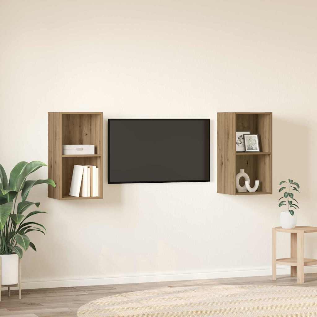 TV Cabinet Set Wall-mounted 2 pcs Artisan Oak 37 x 37 x 72 cm