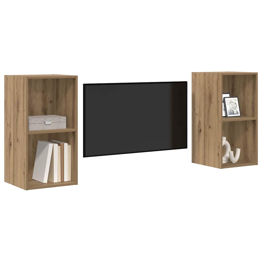 TV Cabinet Set Wall-mounted 2 pcs Artisan Oak 37 x 37 x 72 cm