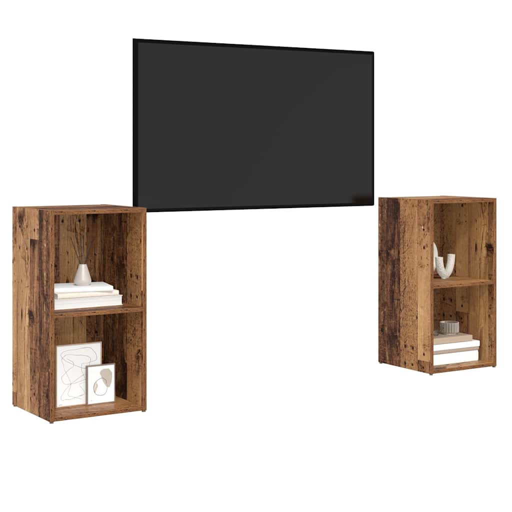 TV Cabinet Set 2 pcs Old Wood Engineered Wood